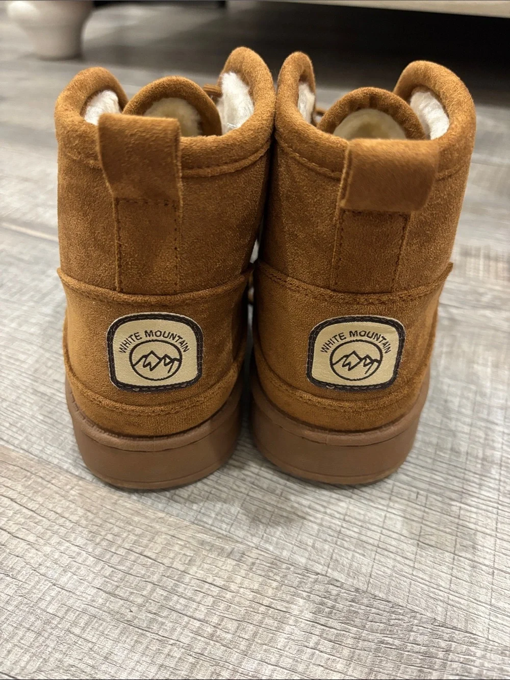 White Mountain Mens Brown Suede Lace-Up Faux Fur Lined Boots
